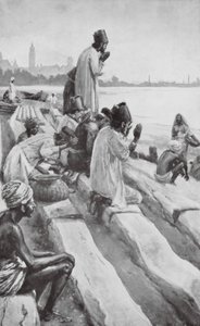 Parsen verehren die aufgehende Sonne am Strand von Bombay von Walter Paget