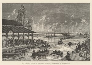 Der Herzog und die Herzogin von Connaught in Ceylon, Beleuchtung des Hafens von Walter Paget
