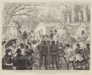 Der Zustand Irlands, Bauern stoppen die Reloare-Jagd am Tor des Marquis von Drogheda in Kildare von Walter Paget