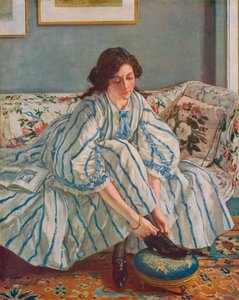 Schuhe binden, ca. 1900