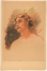 Büste eines Mannes mit Weinkranz gekrönt von Walter Shirlaw