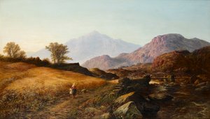 Erntezeit am Fluss Lleder, Nordwales, 1874