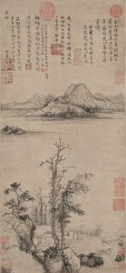 Rückzugsort eines Gelehrten zwischen Herbstbäumen, Ming-Dynastie 1368-1644