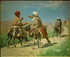 Mullah Ramin und Mullah Kerim im Streit auf dem Weg zum...