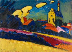 Studie für Murnau - Landschaft mit Kirche, 1909