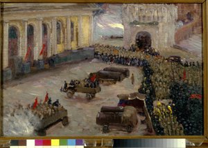 Die russische Revolution von Februar 1917 in Moskau. Gemälde von Vasili Nikitich Meshkov (Vassili Mechkov) (1868-1946)