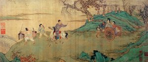 Der Student Chang verabschiedet sich von seiner Geliebten Ying Ying am Ruhepavillon (Detail)