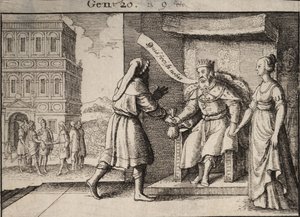Abimelech tadelt Abraham. Zustand 1 von Wenceslaus Hollar