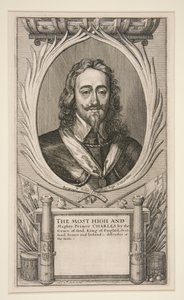 Karl I. und die Lager seiner Armee im Schottischen Krieg (gekürzte Version: nur Porträt) von Wenceslaus Hollar