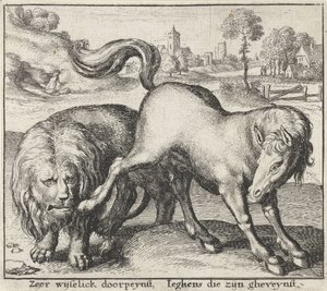 Fabel vom Löwen und dem Hengst von Wenceslaus Hollar