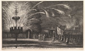Feuerwerk in Hemissem von Wenceslaus Hollar
