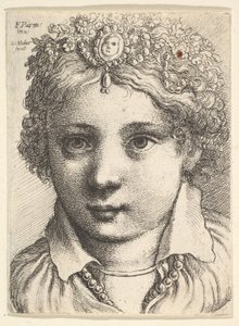 Kopf eines jungen Mädchens mit einem juwelenbesetzten Kopfschmuck von Wenceslaus Hollar