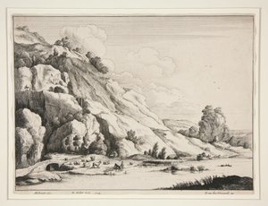 Landschaft mit einer Steinbrücke von Wenceslaus Hollar