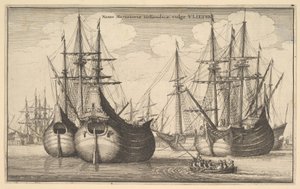 Naues Mercantoriæ Hollandicæ, vulgo VLIETEN Niederländische Frachtschiffe oder Flöten, 1647 von Wenceslaus Hollar