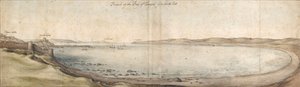 Aussicht auf die Bucht von Tanger von Südosten, Mitte 17. Jahrhundert