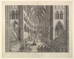 Die Krönung von König Karl II. in der Westminster Abbey, 23. April 1661 (aus John Ogilby