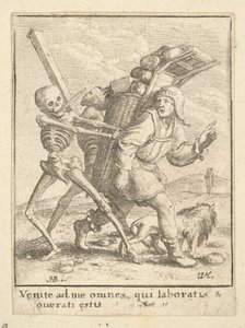 Der Krämer, aus dem Totentanz, 1651 von Wenceslaus Hollar