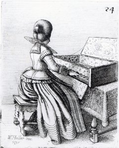 Frau spielt an einer Tastatur, 1635