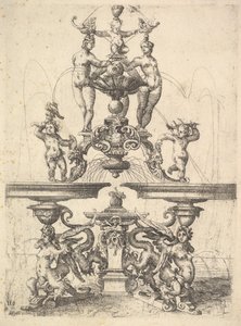 Entwurf für einen Brunnen, Tafel 119 aus Dietterlins Architectura, 1598 von Wendel Dietterlin the Elder