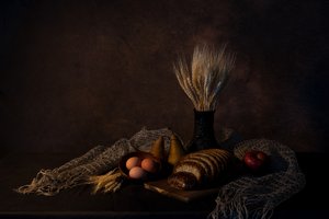 Rustikales Ernte Stillleben