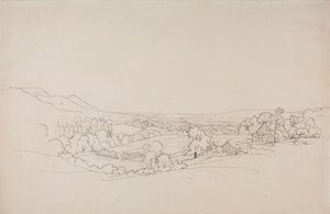 Hügelige Landschaft mit Gitterhäusern von Werner Holmberg
