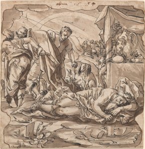 Die Trunkenheit Noahs von Werner Kübler after Tobias Stimmer