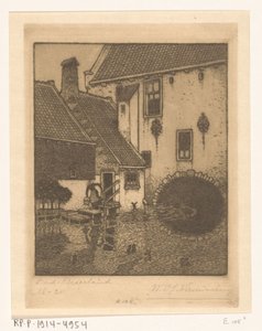 Rückseite des Rathauses in Oud-Beijerland von Wijnand Otto Jan Nieuwenkamp (signed by artist)