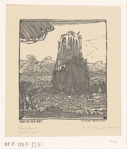 Bau des Turms von Babel von Wijnand Otto Jan Nieuwenkamp (signed by artist)