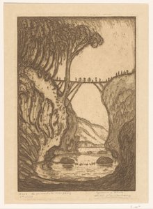 Holzbrücke über eine Flussschlucht auf Bali von Wijnand Otto Jan Nieuwenkamp (signed by artist)