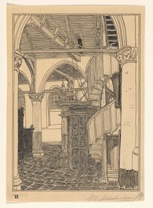Innenraum der Noorderkerk in Hoorn von Wijnand Otto Jan Nieuwenkamp (signed by artist)