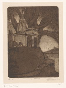 Tempel in Benares bei Abend