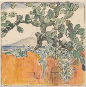 Blick auf den Vesuv von Sorrent mit Kaktus von Wijnand Otto Jan Nieuwenkamp