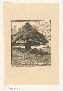 Städte unter einer Zeder in einer Berglandschaft von Wijnand Otto Jan Nieuwenkamp