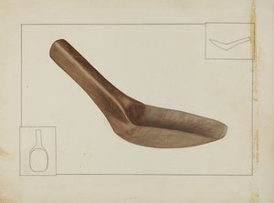 Quadratischer Holzlöffel, ca. 1937