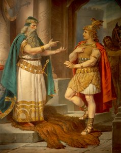 König Sigurd trifft den weisen Einsiedler Grypin, aus der Sigurd-Saga, Untere Halle, ca. 1882-83 von Wilhelm Hauschild
