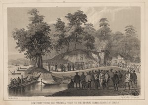 Kommodore Perry verabschiedet sich von den kaiserlichen Kommissaren in Simoda, 1855