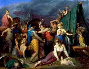 Die Weiber der Cimbern, ihre Wagenburg gegen die Römer verteidigend von Wilhelm Lindenschmit der Ältere