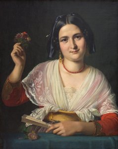 Eine römische Frau in fantasievoller Kleidung