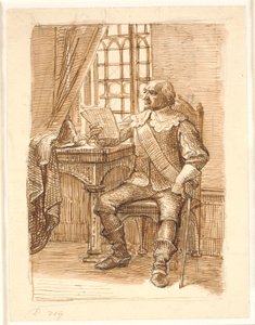 Adelsmann aus der Zeit von Chr. 4. sitzt und liest einen Brief von Wilhelm Marstrand
