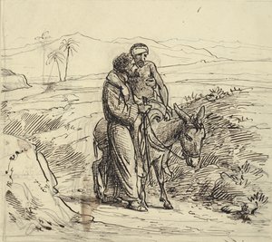Der barmherzige Samariter begleitet den Verwundeten von Wilhelm Marstrand