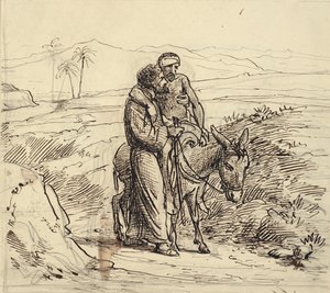 Der barmherzige Samariter begleitet den Verwundeten von Wilhelm Marstrand