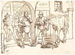 Das alte Pferd wird zu einer römischen Schmiede geführt von Wilhelm Marstrand