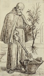 Ein Mönch pflanzt einen Baum von Wilhelm Marstrand