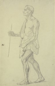 Figurenstudie. Stehender Mann im Profil nach links