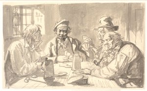 Kartenspiel in einem Wirtshauskeller