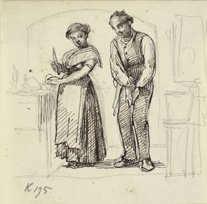 Flirten mit der Küchenmagd von Wilhelm Marstrand