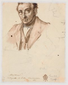 Mannsporträt und zwei Profile von Wilhelm Marstrand