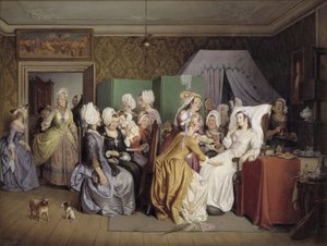 Szene aus Ludwig Holbergs Das Wochenbett von Wilhelm Marstrand