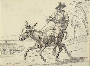 Junger Mann reitet auf einem Esel von Wilhelm Marstrand