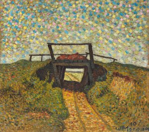 Landschaft mit einer kleinen Brücke in der Nähe von Soest, 1910 von Wilhelm Morgner